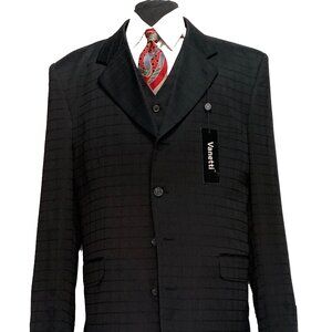 VANETTI LaCOLLEZIONI MEN'S 3 PIECE SUIT ITALIAN SUPERIOR POLYESTER 4B WOOL TOUCH